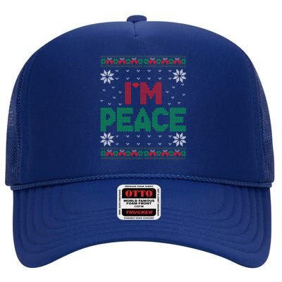 I Come In Peace IM Peace Matching Ugly Christmas Sweater High Crown Mesh Back Trucker Hat