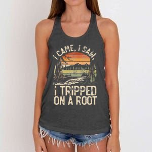 I Came I Saw I Tripped On A Root Hiking Adventure Nature Women's Knotted Racerback Tank