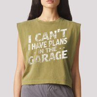 I Cant I Have Plans In The Garage Funny Car Mechanic Garment-Dyed Women's Muscle Tee