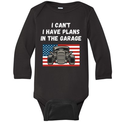 I Can’t I Have Plans In The Garage, Mechanic, Funny Garage Baby Long Sleeve Bodysuit