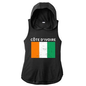 Ivory Coast Ivorians CôTe DIvoire Flag Pride Print Ladies PosiCharge Tri-Blend Wicking Draft Hoodie Tank