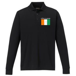 Ivory Coast Ivorians CôTe DIvoire Flag Pride Print Performance Long Sleeve Polo