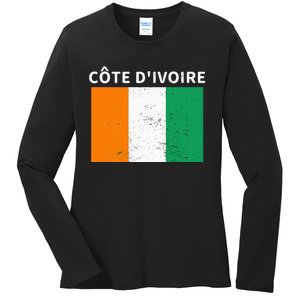 Ivory Coast Ivorians CôTe DIvoire Flag Pride Print Ladies Long Sleeve Shirt