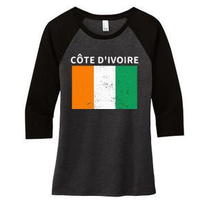 Ivory Coast Ivorians CôTe DIvoire Flag Pride Print Women's Tri-Blend 3/4-Sleeve Raglan Shirt