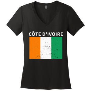 Ivory Coast Ivorians CôTe DIvoire Flag Pride Print Women's V-Neck T-Shirt