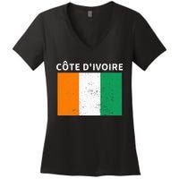 Ivory Coast Ivorians CôTe DIvoire Flag Pride Print Women's V-Neck T-Shirt