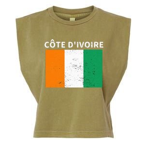 Ivory Coast Ivorians CôTe DIvoire Flag Pride Print Garment-Dyed Women's Muscle Tee