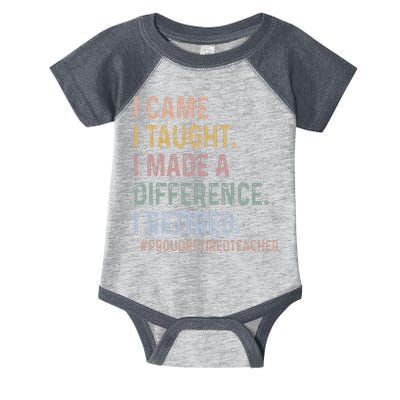 I Came I Taught I Made A Difference I Retired Teacher Infant Baby Jersey Bodysuit