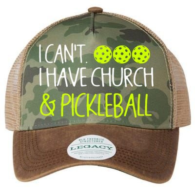 I CanT I Have Church And Pickleball Gift Legacy Tie Dye Trucker Hat
