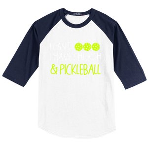 I CanT I Have Church And Pickleball Gift Baseball Sleeve Shirt