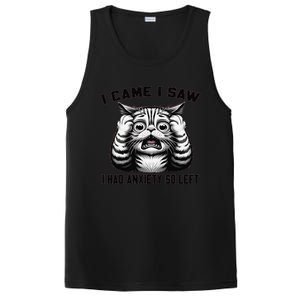 I Came I Saw I Had Anxiety So Left Funny Cat Anxiety Quote PosiCharge Competitor Tank