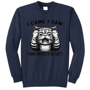 I Came I Saw I Had Anxiety So Left Funny Cat Anxiety Quote Sweatshirt