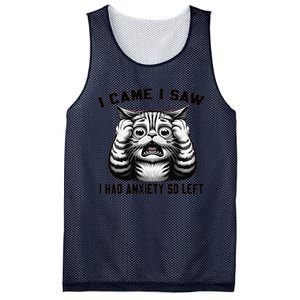 I Came I Saw I Had Anxiety So Left Funny Cat Anxiety Quote Mesh Reversible Basketball Jersey Tank