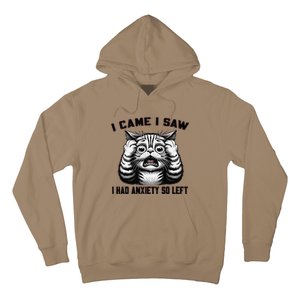 I Came I Saw I Had Anxiety So Left Funny Cat Anxiety Quote Hoodie