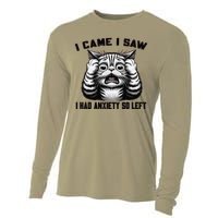 I Came I Saw I Had Anxiety So Left Funny Cat Anxiety Quote Cooling Performance Long Sleeve Crew