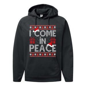 I Come In Peace IM Peace Matching Ugly Christmas Sweater Performance Fleece Hoodie