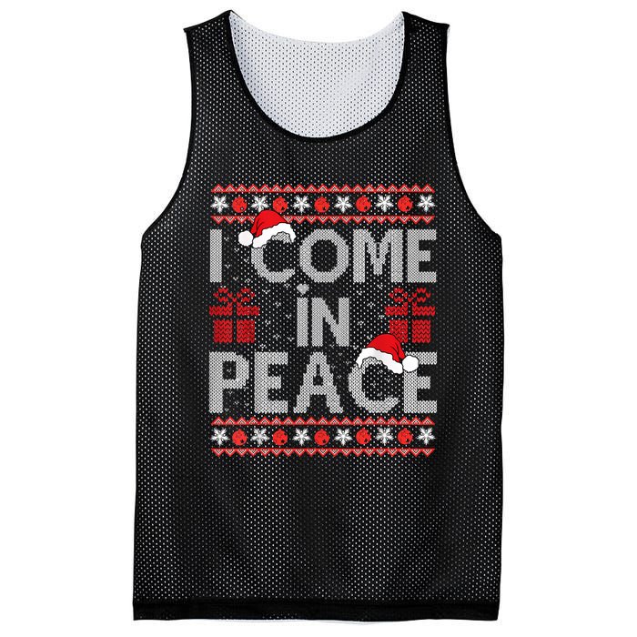 I Come In Peace IM Peace Matching Ugly Christmas Sweater Mesh Reversible Basketball Jersey Tank