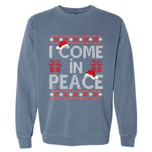 I Come In Peace IM Peace Matching Ugly Christmas Sweater Garment-Dyed Sweatshirt