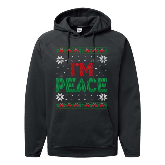 I Come In Peace IM Peace Matching Ugly Christmas Sweater Sweatshirt Performance Fleece Hoodie