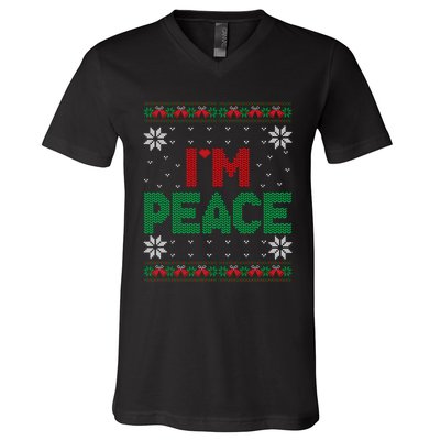 I Come In Peace IM Peace Matching Ugly Christmas Sweater Sweatshirt V-Neck T-Shirt