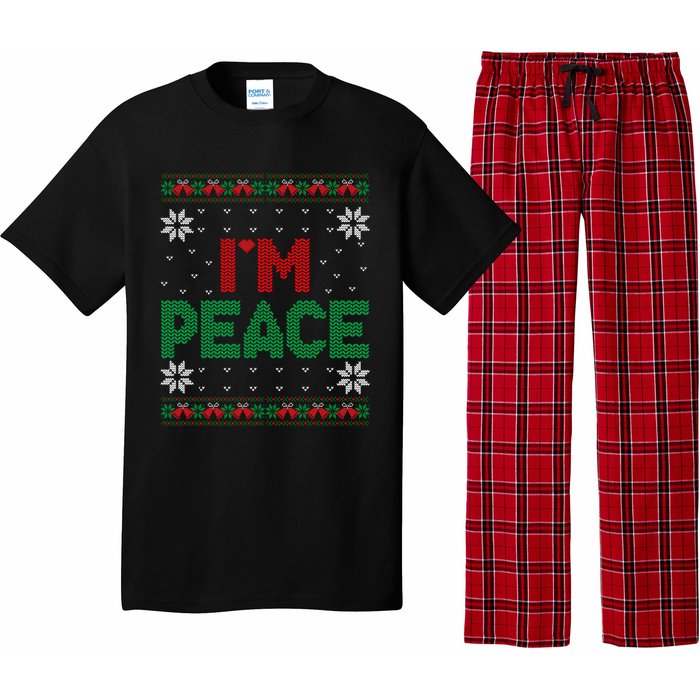 I Come In Peace IM Peace Matching Ugly Christmas Sweater Sweatshirt Pajama Set