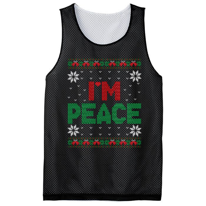 I Come In Peace IM Peace Matching Ugly Christmas Sweater Sweatshirt Mesh Reversible Basketball Jersey Tank