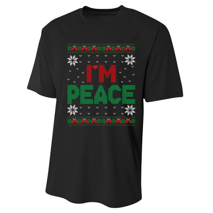 I Come In Peace IM Peace Matching Ugly Christmas Sweater Sweatshirt Performance Sprint T-Shirt