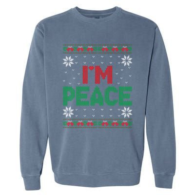 I Come In Peace IM Peace Matching Ugly Christmas Sweater Sweatshirt Garment-Dyed Sweatshirt