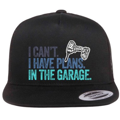 I Can't I Have Plans In The Garage Gift Mechanic Car Engine Funny Gift Flatbill Hat