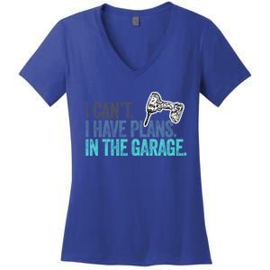 I Can't I Have Plans In The Garage Gift Mechanic Car Engine Funny Gift Women's V-Neck T-Shirt