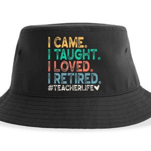 I Came I Taught I Loved I Retired Funny Teacher Sustainable Bucket Hat