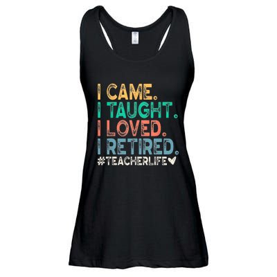 I Came I Taught I Loved I Retired Funny Teacher Ladies Essential Flowy Tank