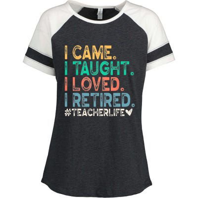 I Came I Taught I Loved I Retired Funny Teacher Enza Ladies Jersey Colorblock Tee