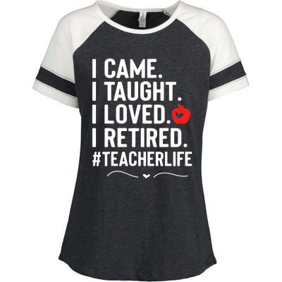 I Came I Taught I Loved I Retired Funny Teacher Enza Ladies Jersey Colorblock Tee