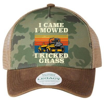 I Came I Mowed I Kicked Grass Lawn Mower Landscaping Legacy Tie Dye Trucker Hat