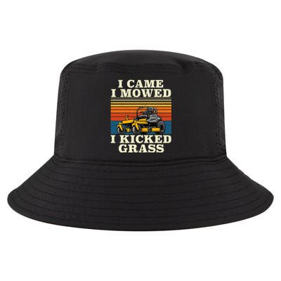 I Came I Mowed I Kicked Grass Lawn Mower Landscaping Cool Comfort Performance Bucket Hat