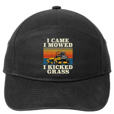 I Came I Mowed I Kicked Grass Lawn Mower Landscaping 7-Panel Snapback Hat