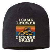 I Came I Mowed I Kicked Grass Lawn Mower Landscaping Sustainable Beanie