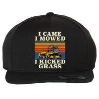 I Came I Mowed I Kicked Grass Lawn Mower Landscaping Wool Snapback Cap