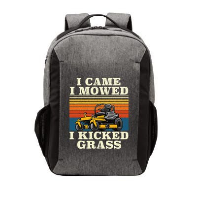 I Came I Mowed I Kicked Grass Lawn Mower Landscaping Vector Backpack