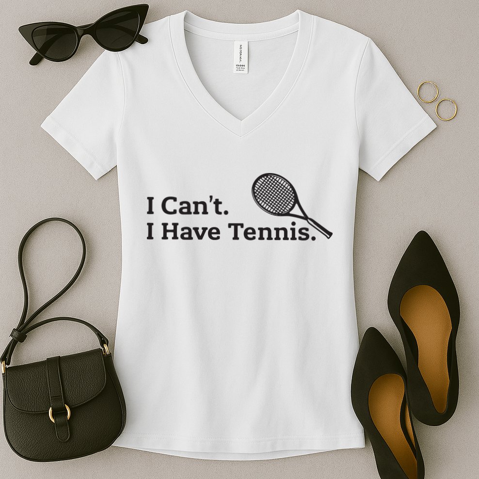 I Cant I Have Tennis Player Funny Tennis Lover Gifts Sport Women's V-Neck T-Shirt
