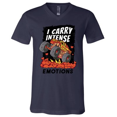 I Carry Intense Emotions Trucker V-Neck T-Shirt