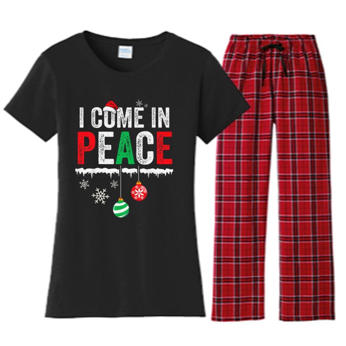 I Come In Peace IM Peace Funny Matching Couple Christmas Gift Women's Flannel Pajama Set