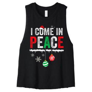 I Come In Peace IM Peace Funny Matching Couple Christmas Gift Women's Racerback Cropped Tank