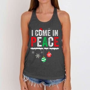 I Come In Peace IM Peace Funny Matching Couple Christmas Gift Women's Knotted Racerback Tank