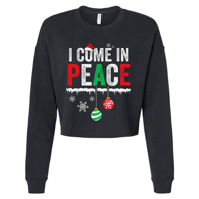 I Come In Peace IM Peace Funny Matching Couple Christmas Gift Cropped Pullover Crew