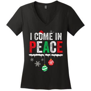 I Come In Peace IM Peace Funny Matching Couple Christmas Gift Women's V-Neck T-Shirt