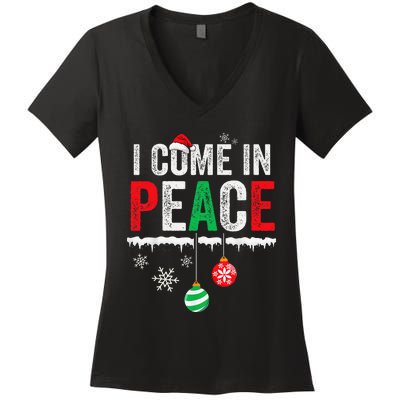 I Come In Peace IM Peace Funny Matching Couple Christmas Gift Women's V-Neck T-Shirt