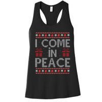 I Come In Peace IM Peace Matching Ugly Christmas Gift Women's Racerback Tank