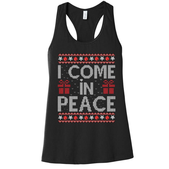 I Come In Peace IM Peace Matching Ugly Christmas Gift Women's Racerback Tank